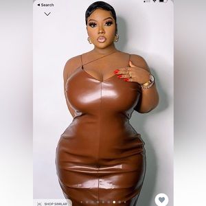 Faux leather midi dress